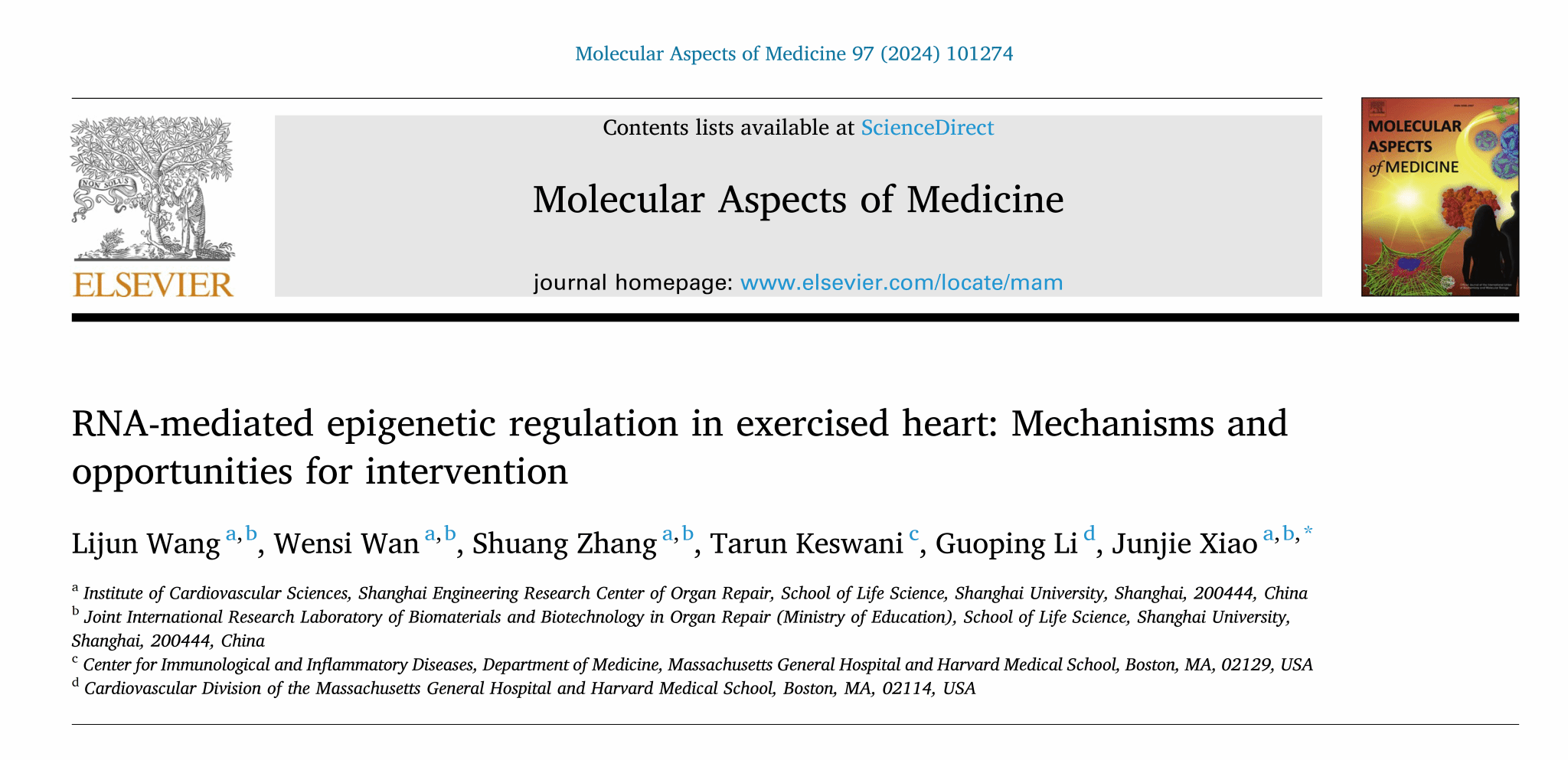 永信贵宾会217生命科学学院心血管研究所王丽君副教授在Molecular Aspects of Medicine揭晓综述论文-永信贵宾会217